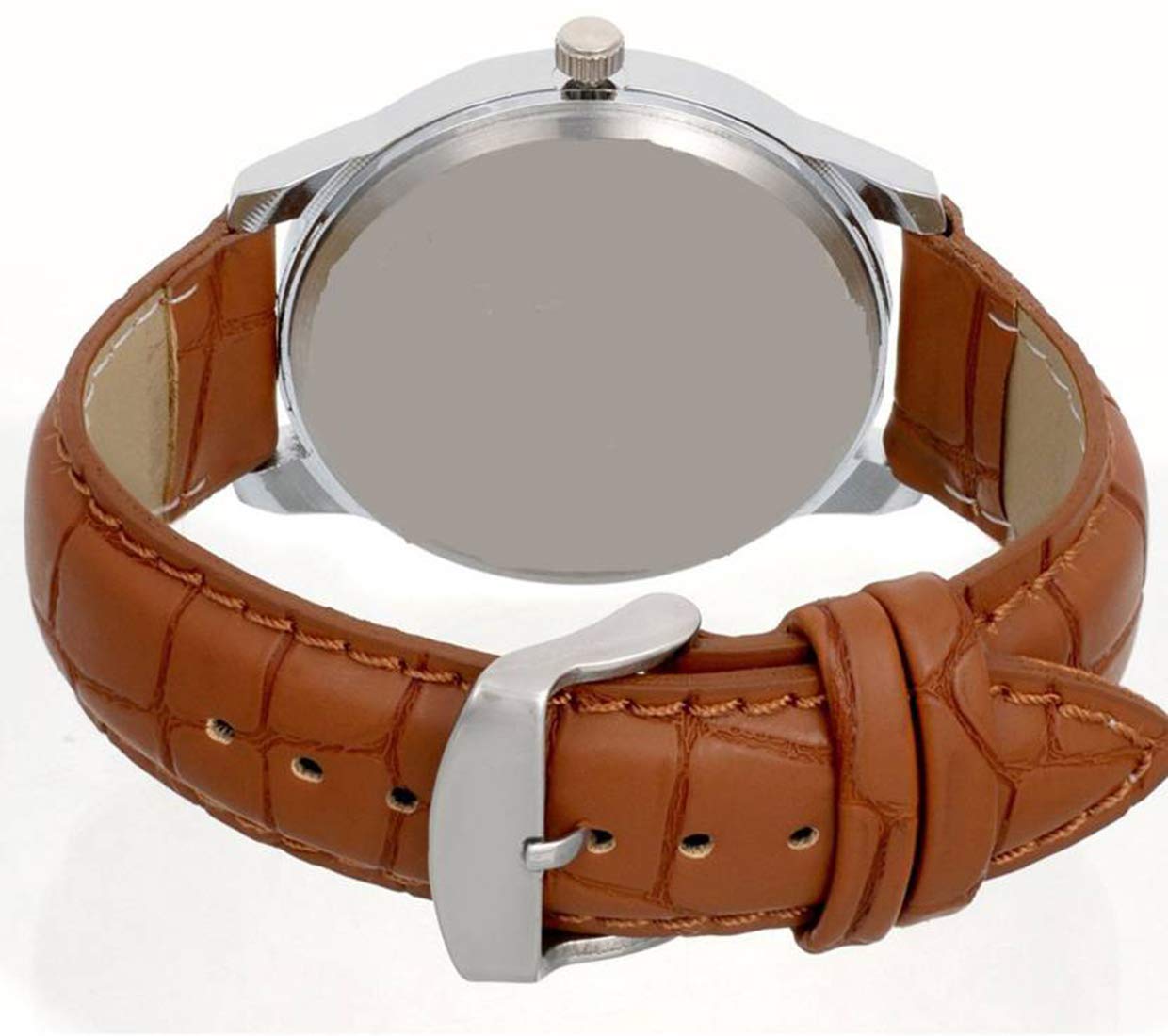 Acnos® Premium Brown Leather Belt & White Dial Watch for Men