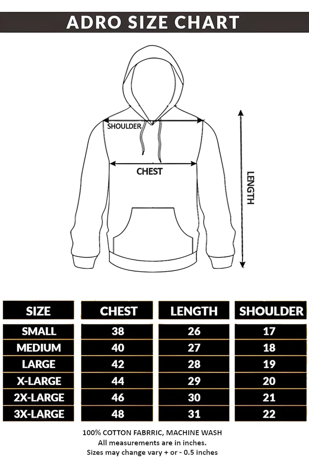 ADRO Men's Hoodie | High-Quality Cotton Printed Sweatshirt | Hooded Top for Men | Up to Size XL.