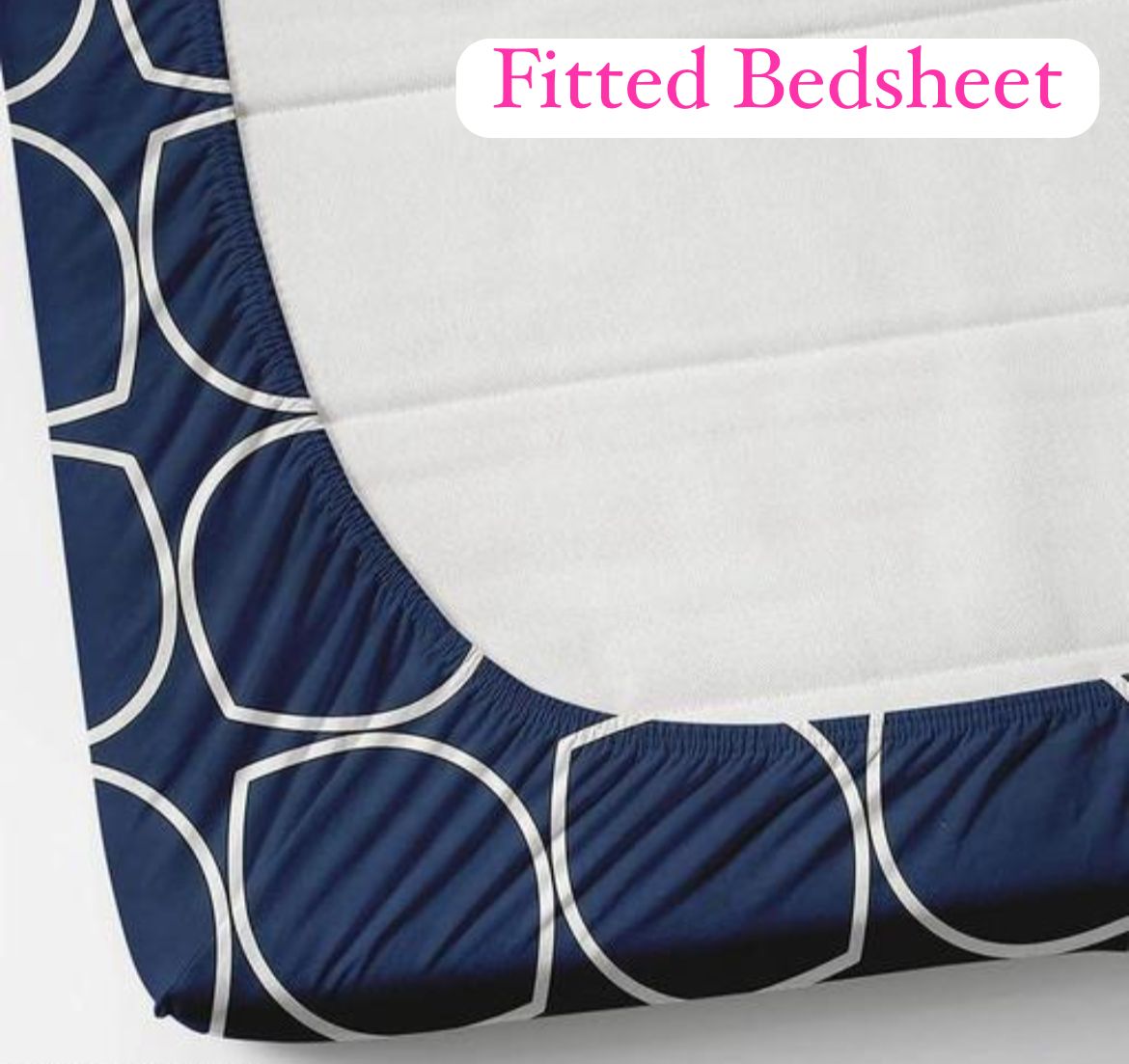 Super Soft Glace Cotton All Round Elastic Fitted Double Bed Bedsheet with 2 Pillow Covers-72x78x8