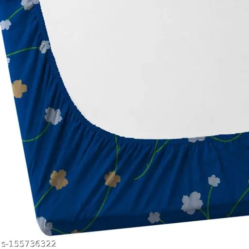 Super Soft Glace Cotton All Round Elastic Fitted Double Bed Bedsheet with 2 Pillow Covers-72x78x8