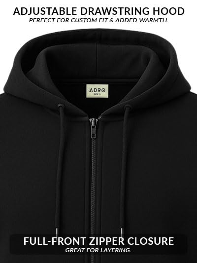 ADRO Men's Solid Cotton Zipper Hoodies