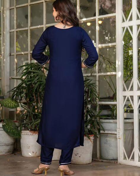 Women Embellished Straight Kurta Set@P