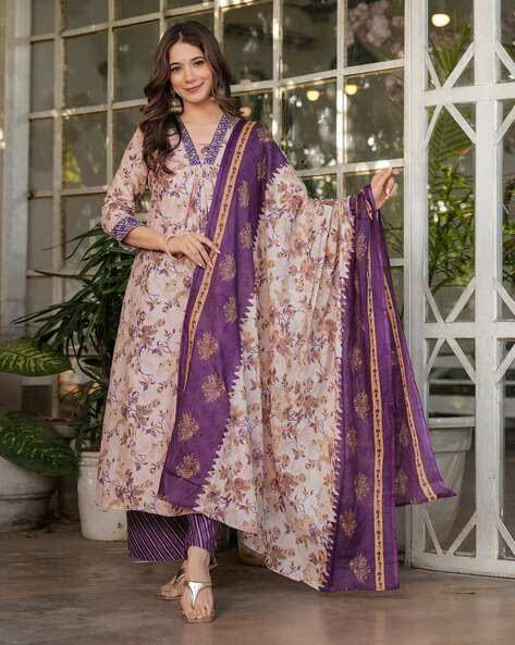 Women Floral Straight Kurta Set@P