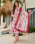 Women Floral Print Straight Kurta Set@P