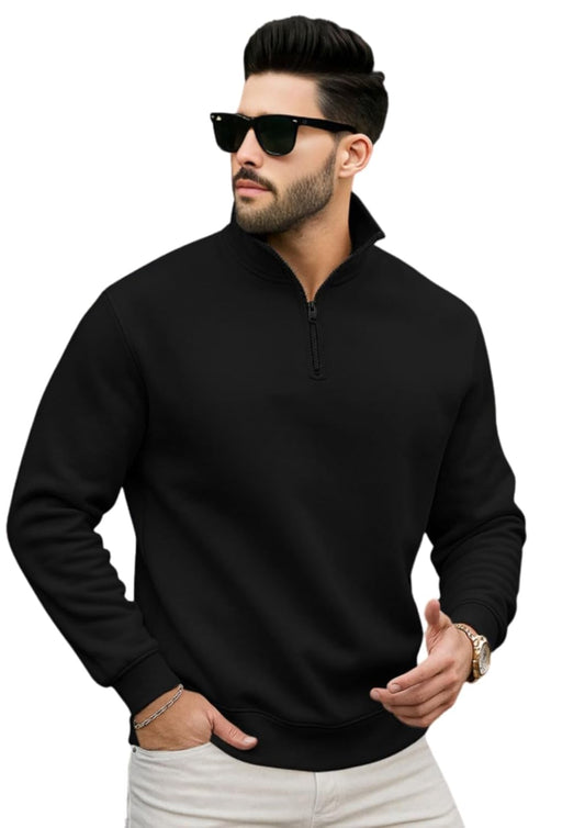 Men's Half-Zip Fleece Jacket: Warm, Loose-Fit Winter Wear for Everyday Use.
