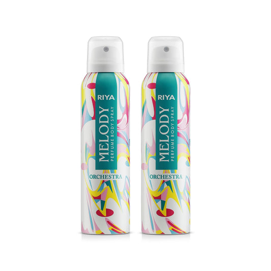 RIYA MELODY ORCHESTSA Deodorant| 150 ml Body Spray for Women | Citrus Floral Scent | Mild Fragrance | Morning Fresh Deo | Pack of 2 (150 ml Each)
