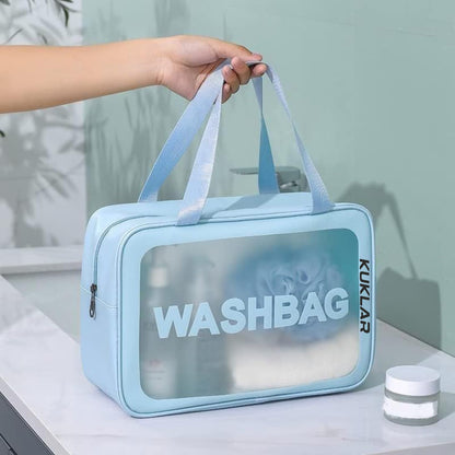 3-Piece Translucent Travel Toiletry Bags with Handles
