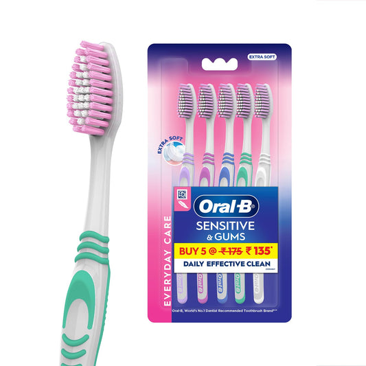Oral-B Everyday Care UltraSoft Toothbrush (5-Pack): Sensitive Teeth, Dentist-Recommended, Manual, Multi-Color | Suitable for Adults