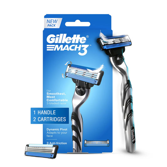 GILLETTE Men Mach 3 Shaving Razor + 2 Cartridge