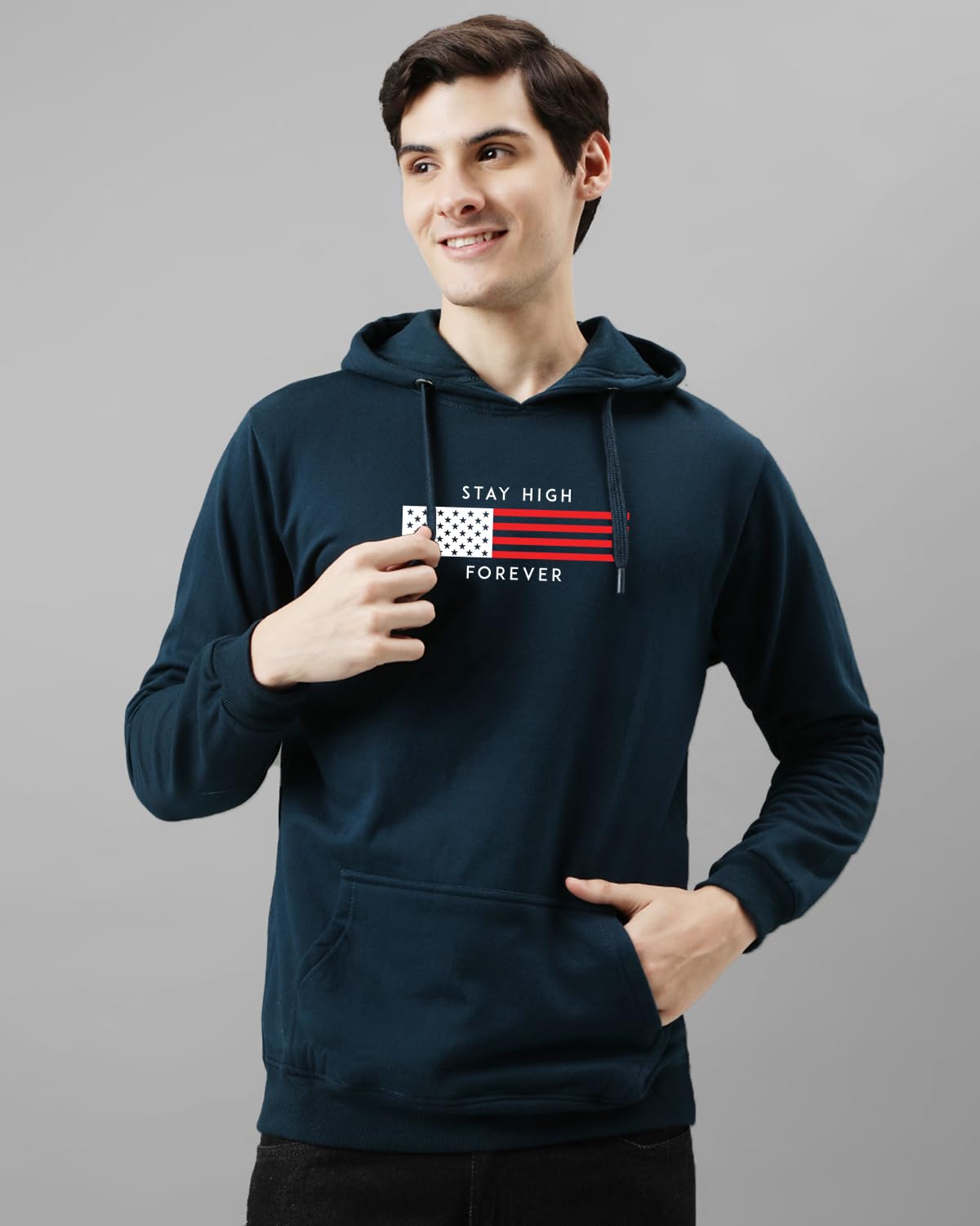 ADRO Men's Hoodie: Printed Cotton Sweatshirt with Hood | Male Hooded Sweatshirt