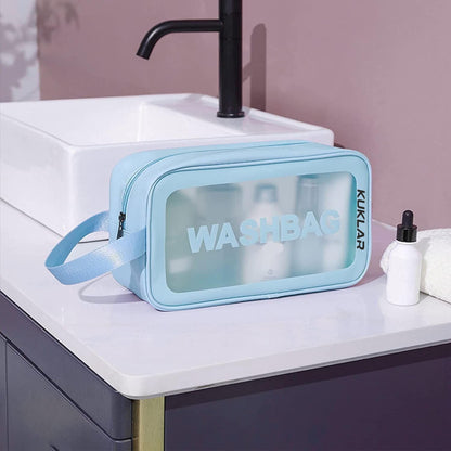 3-Piece Translucent Travel Toiletry Bags with Handles