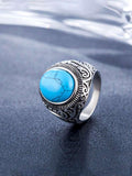 Men Silver-Plated Blue Stone Ring