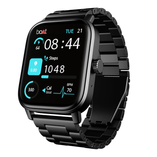Boat Wave Call 3 Smartwatch: HD Display, BT Calling, SpO2, HR, IP68 - Metallic Black"
