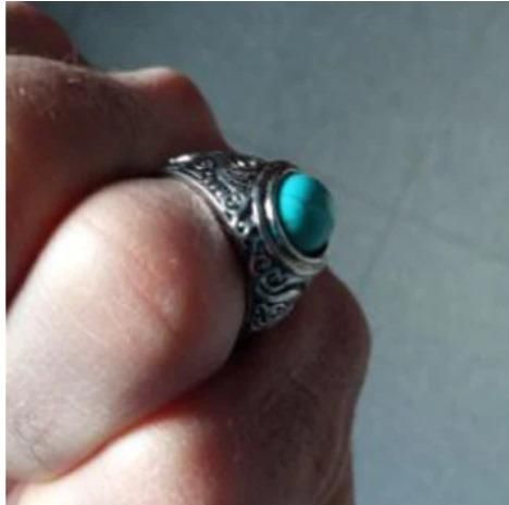 Men Silver-Plated Blue Stone Ring