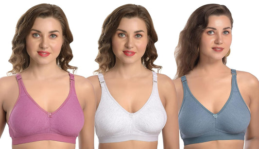 Women's Cotton Blend Wirefree T-Shirt Bra Combo - MiEstilo