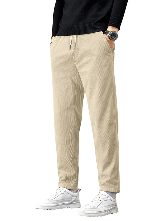 Men's Comfortable Corduroy Pants | Relaxed Fit Stretch Waist Trousers for Everyday Wear