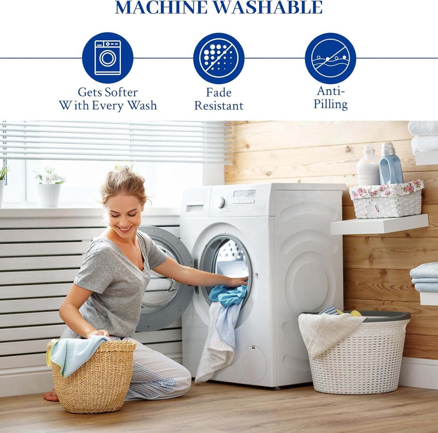 240 TC Cotton Feel Glace Cotton Elastic Fitted Printed King Size Double Bed Bedsheet with 2 Pillow Covers and Fits Upto 8 inches Mattress, Size- 72"x78" (White Wave)