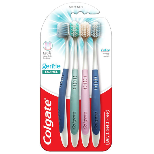Colgate Gentle Enamel Toothbrush, 4-Pack: Ultra Soft Bristles for Adults