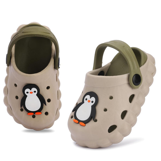 GLJ Little AngelToddler Clogs Slippers, 12 Months to 3 Years, Baby Boy, Waterproof, Lightweight, Cute Cartoon Penguin Design