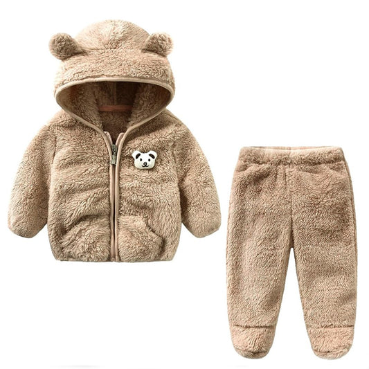 NAMAN Soft Fleece Hooded Long Sleeve Set for Newborns - Unisex, Winter Baby Clothes Gift.