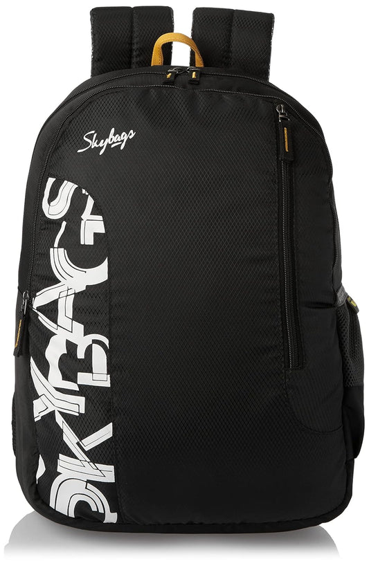 Skybags 28L Backpack: 2 Main Compartments, Bottle Pocket, Padded Straps - Black