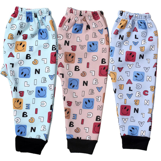 ARSIA Fleece Pajama Pants for Kids (Pack of 3), Winter Leggings with Prints