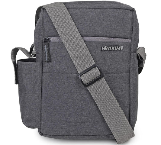 Wooum Sling Bag for Men: Compact Crossbody for Office, Travel, College. Includes Bottle Holder & Multi-Organizer Pouch for Mobile, Tablet, Passport, Cash.