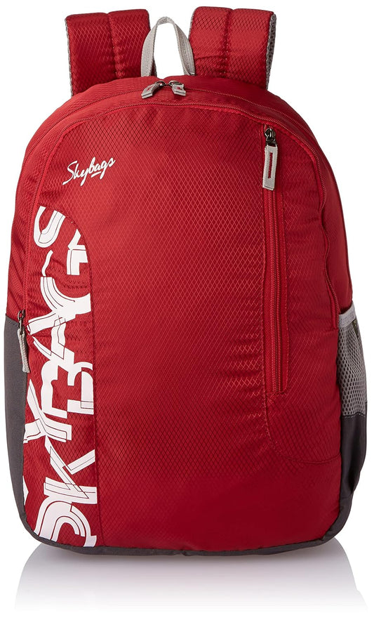 Skybags Brat Wine Red 46cm Casual Backpack: 2 Compartments, 28L Storage.