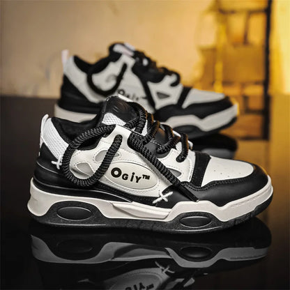 2023 New Couple Lace-up Bread Shoes Men's Net Celebrity Street Platform Heightened Skateboard Shoes Men's Sneakers C209