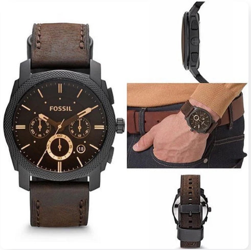 Fossil Machine Chronograph Brown Dial Men's Watch, Formal & Casual Look- FS4656 (Best Gift For Man)