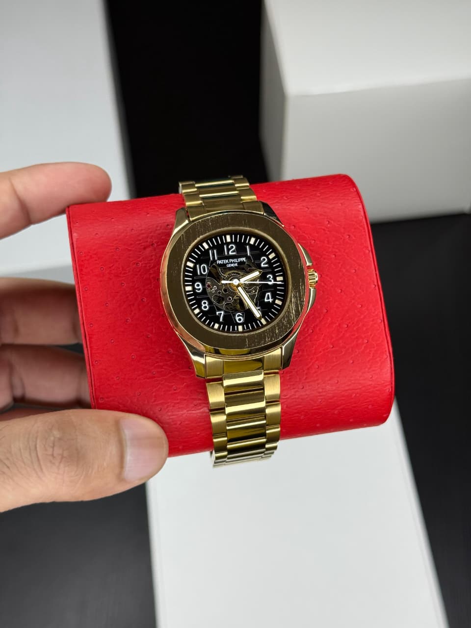 Patek philippe Mens Luxury Skeleton Automatic Mechanical Wrist Watch