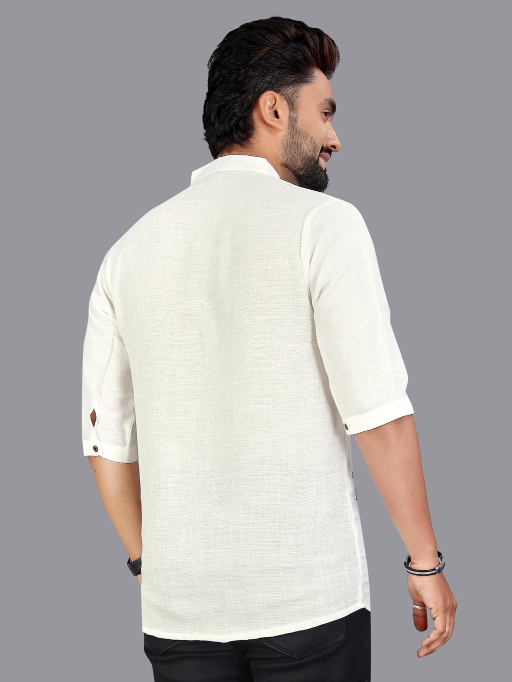Men Cotton Embroidered Thread Work Kurta@F