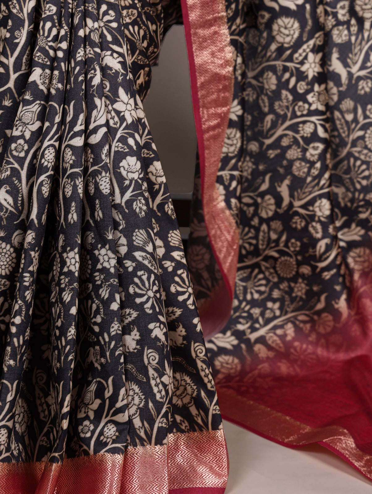 Tasar Silk With Printed Viscose Border Saree