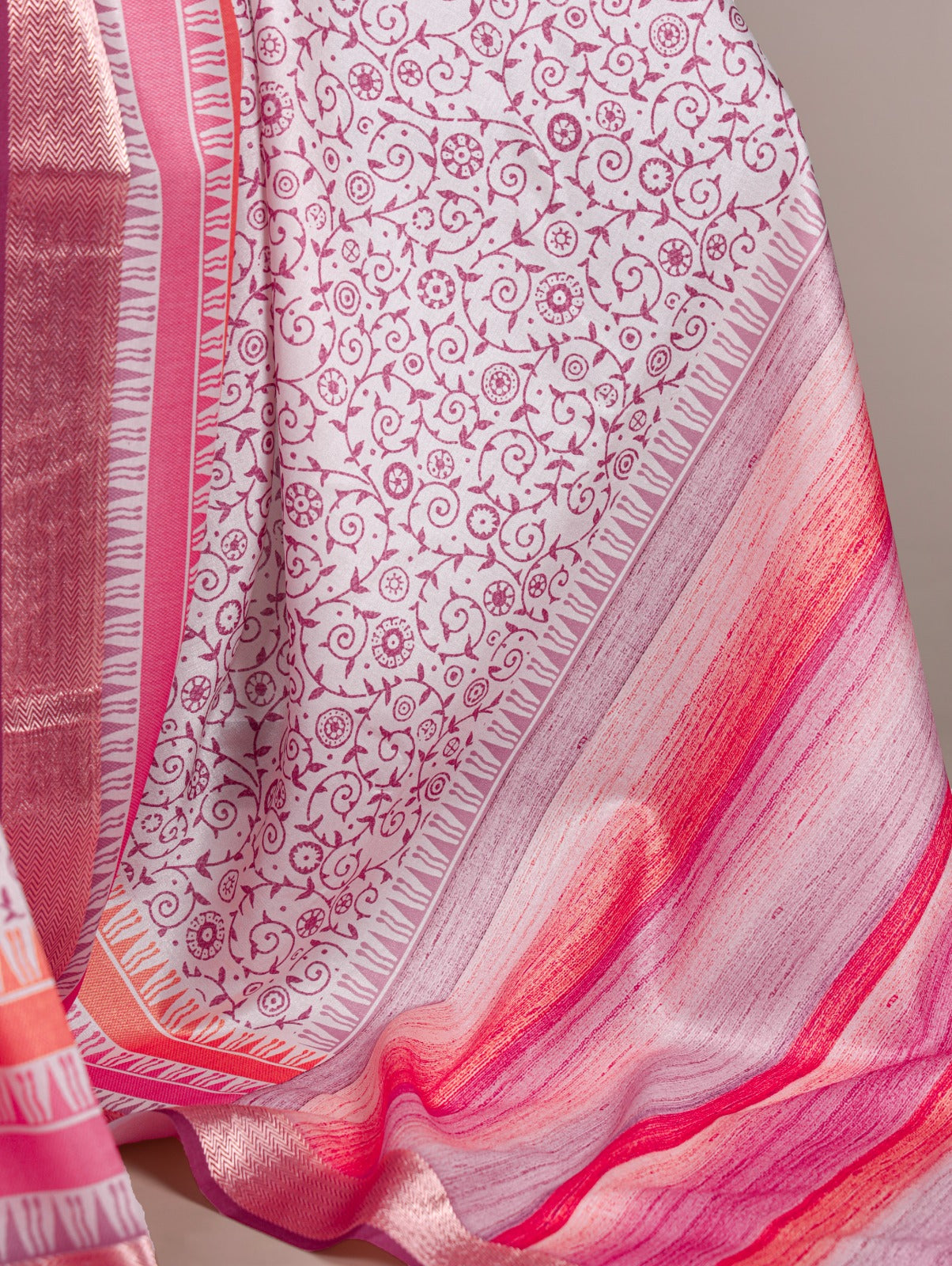 Tasar Silk With Printed Viscose Border Saree