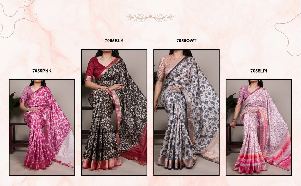 Tasar Silk With Printed Viscose Border Saree