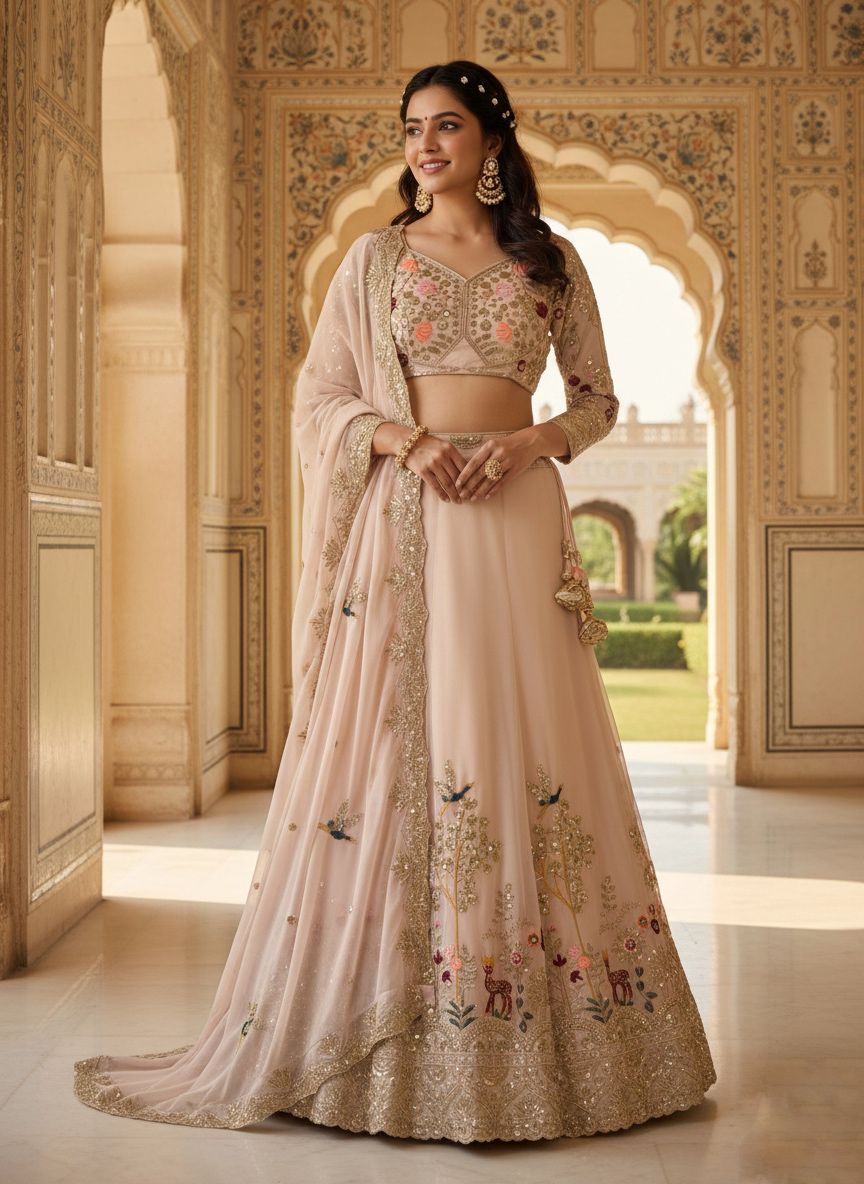 Flared Faux Georgette Lehenga@F