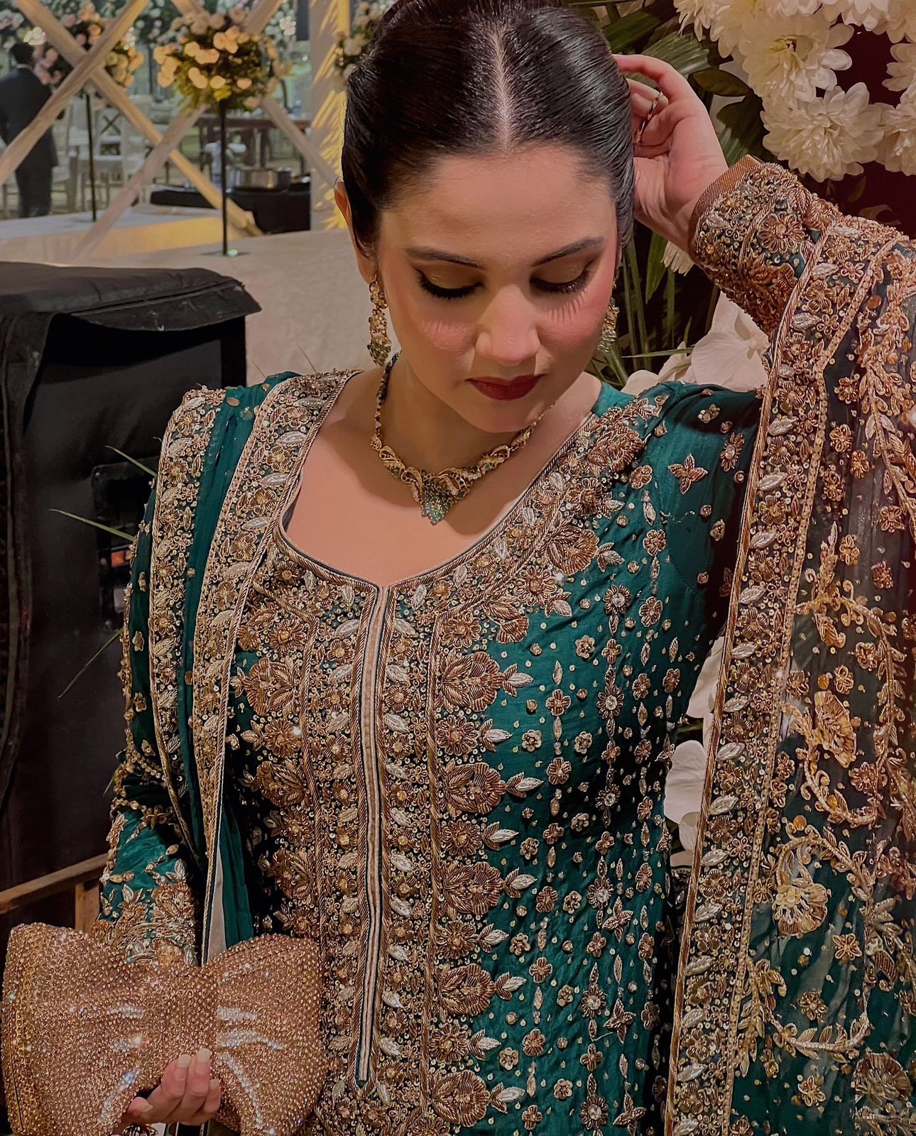 Premium Jimmy Choo Silk Kurta With Embroidery Sequence Pant And Dupatta Set@F