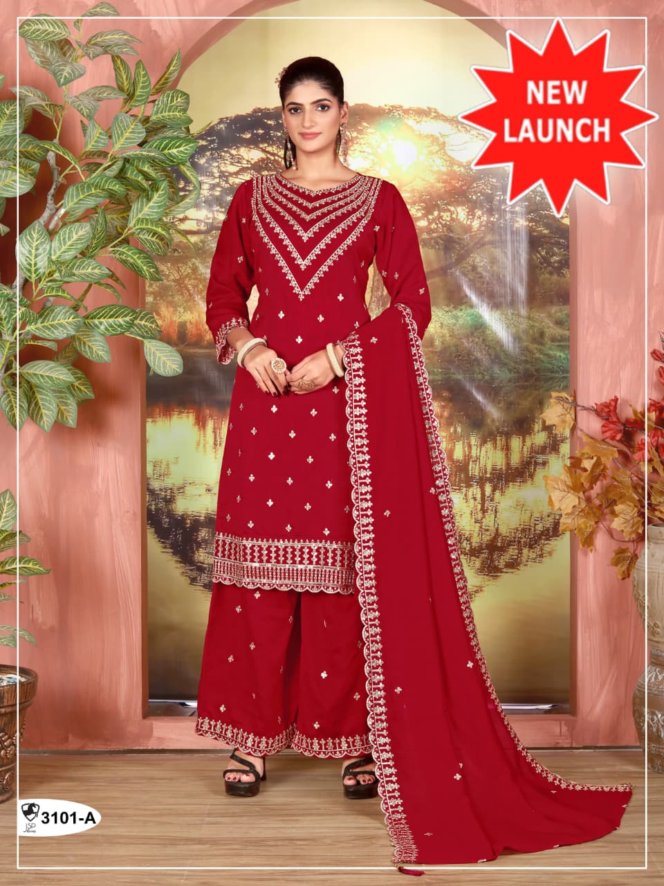 Vichitra  Embroidered Work Salwar Suit for Ceremonial @F