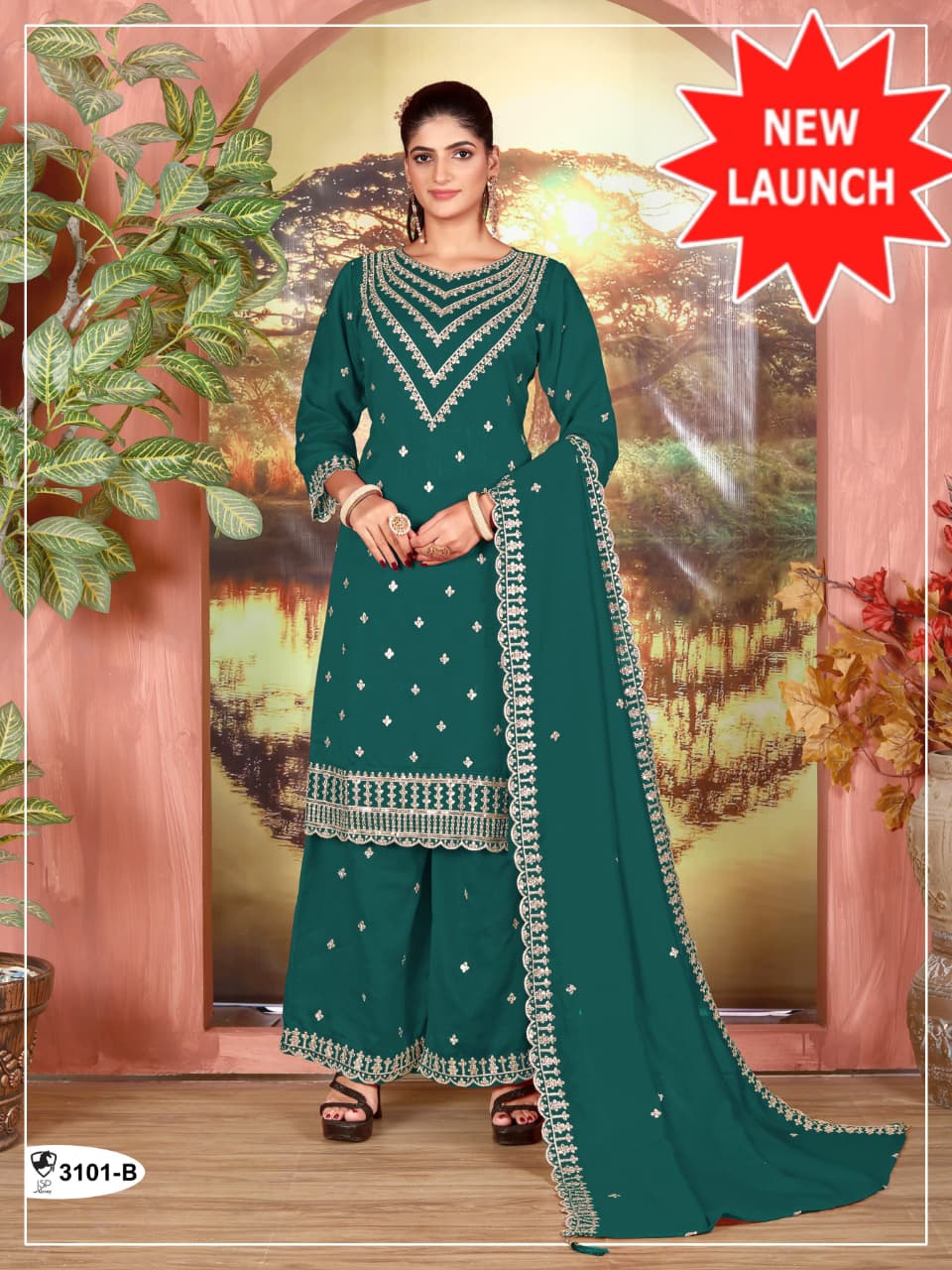Vichitra  Embroidered Work Salwar Suit for Ceremonial @F