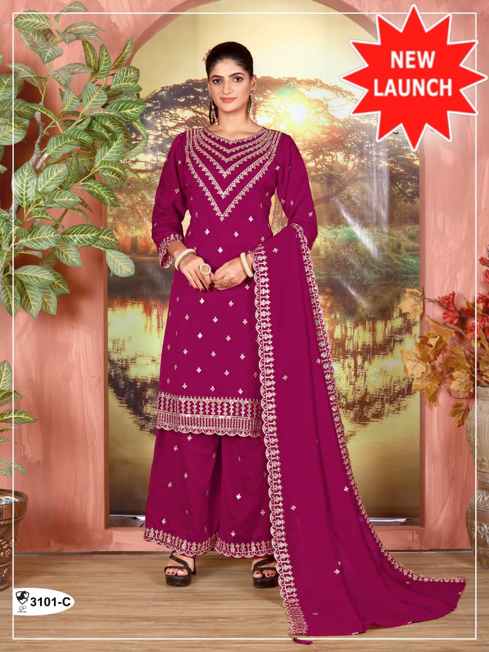Vichitra  Embroidered Work Salwar Suit for Ceremonial @F