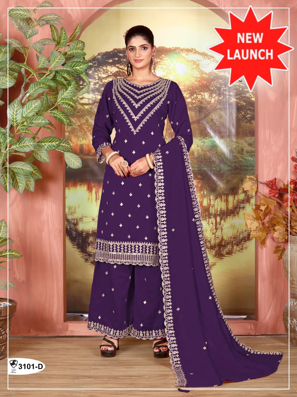 Vichitra  Embroidered Work Salwar Suit for Ceremonial @F