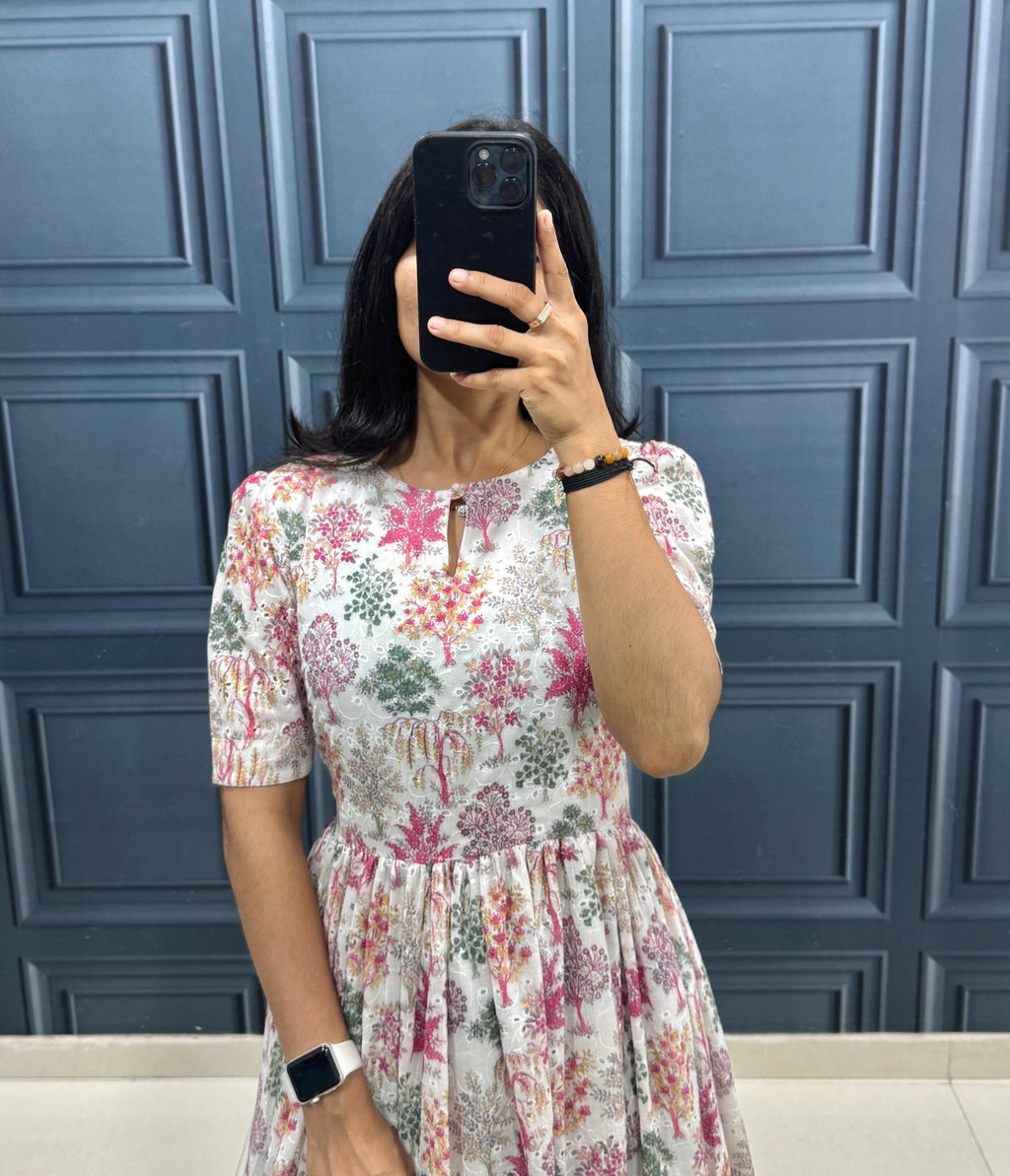 Elegant Cotton Western Maxi–Midi Floral Dress for Women | Soft & Breathable All-Day Comfort @f