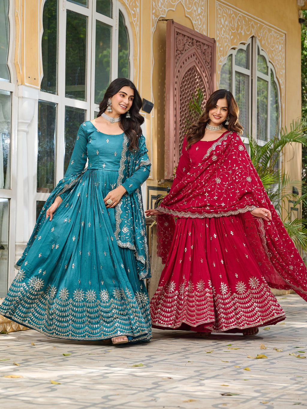 Anarkali Gown Pure Vichitra Silk