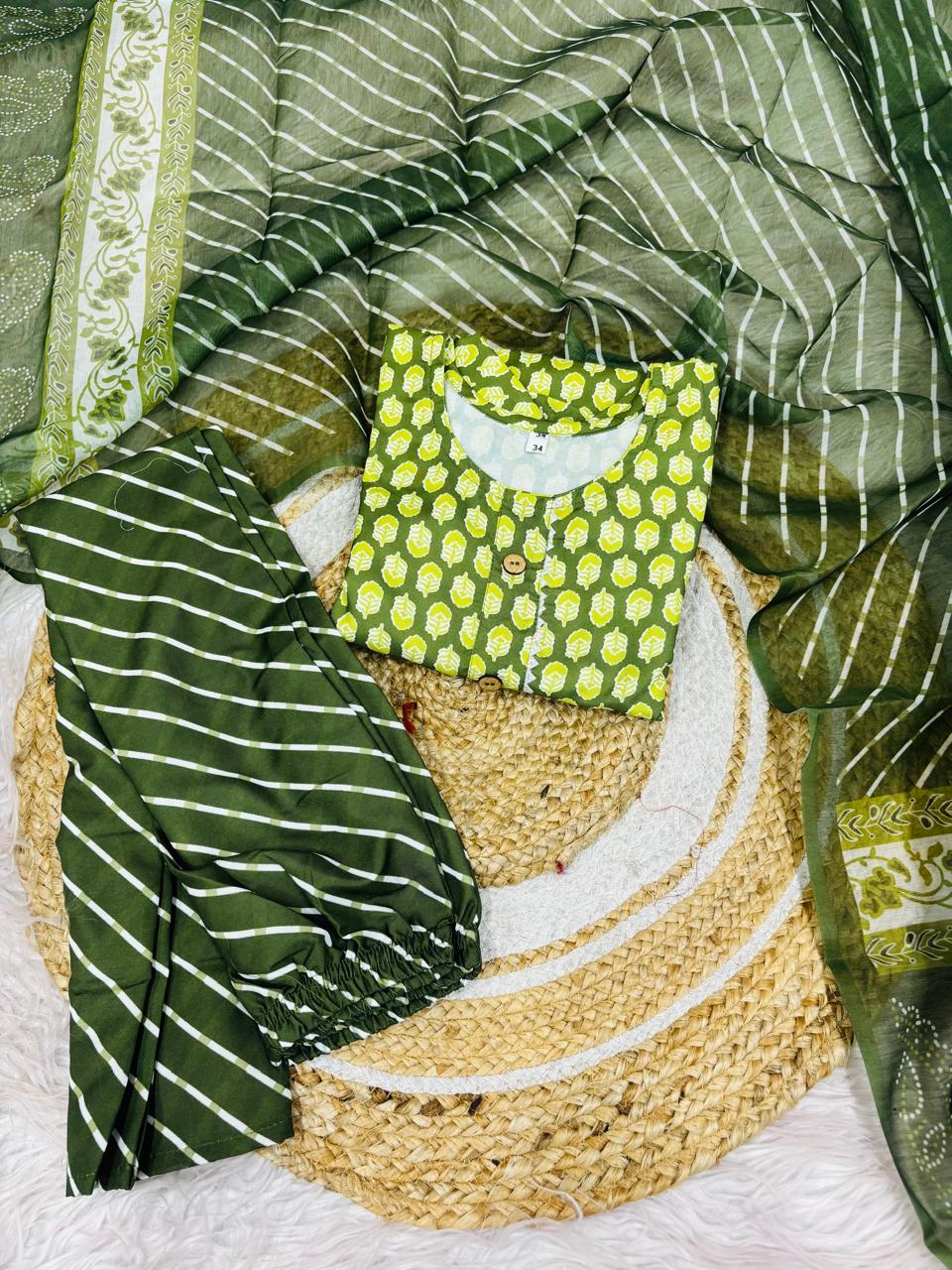 Women Viscose Rayon Kurta Pant Dupatta Set@F