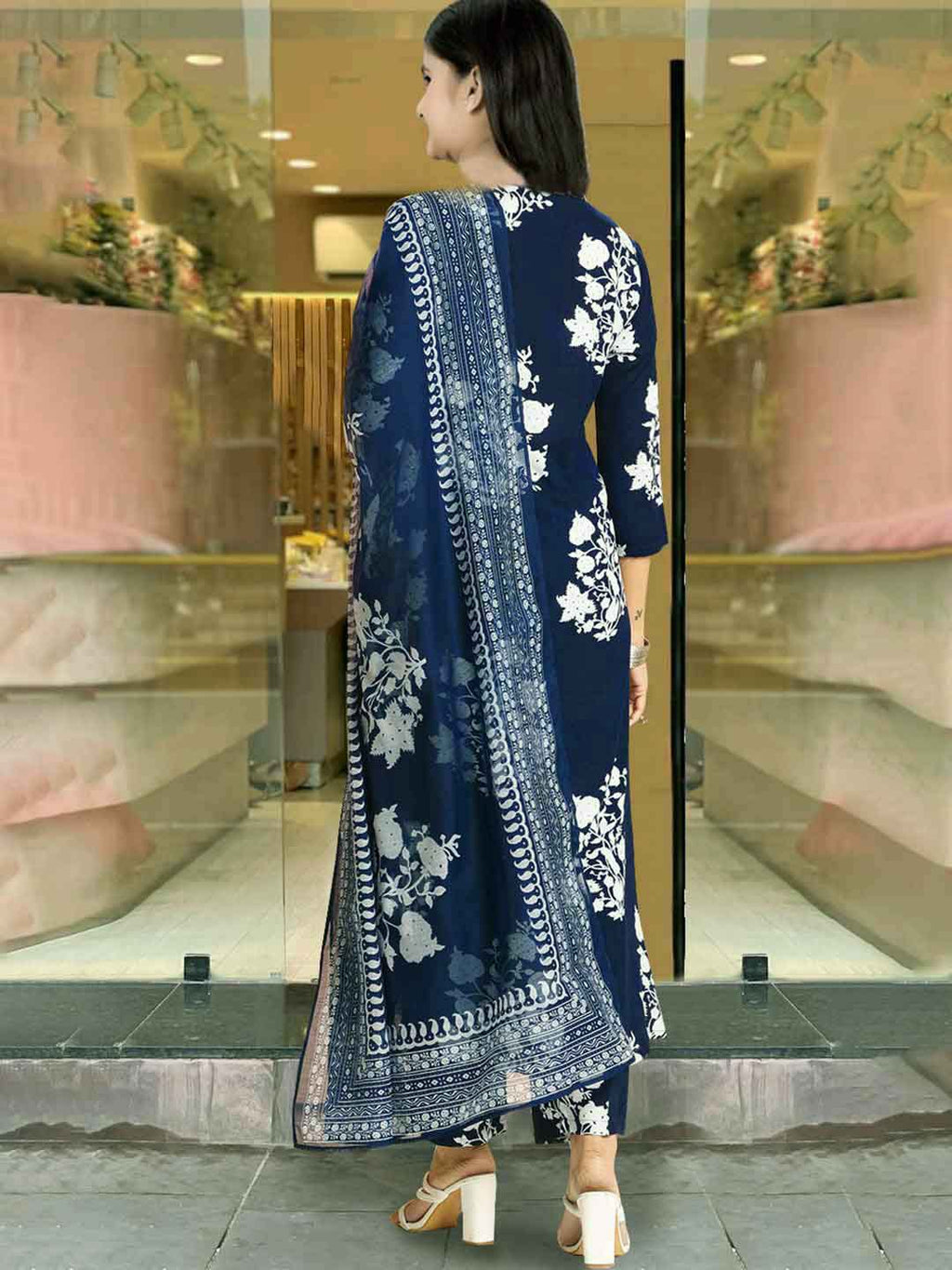 Women Viscose Rayon Kurta Pant Dupatta Set@F