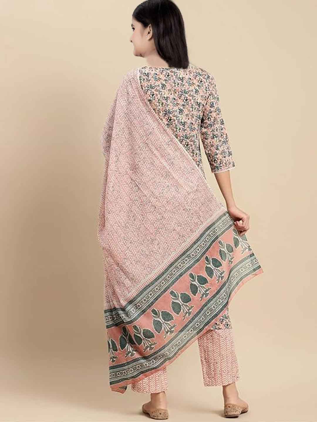 Women Viscose Rayon Kurta Pant Dupatta Set@F