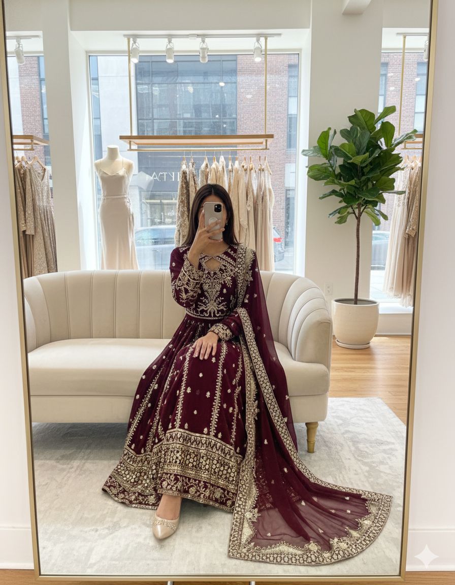 DESIGNER PARTY WEAR GOWN WITH BOTTOM AND DUPATTA SET