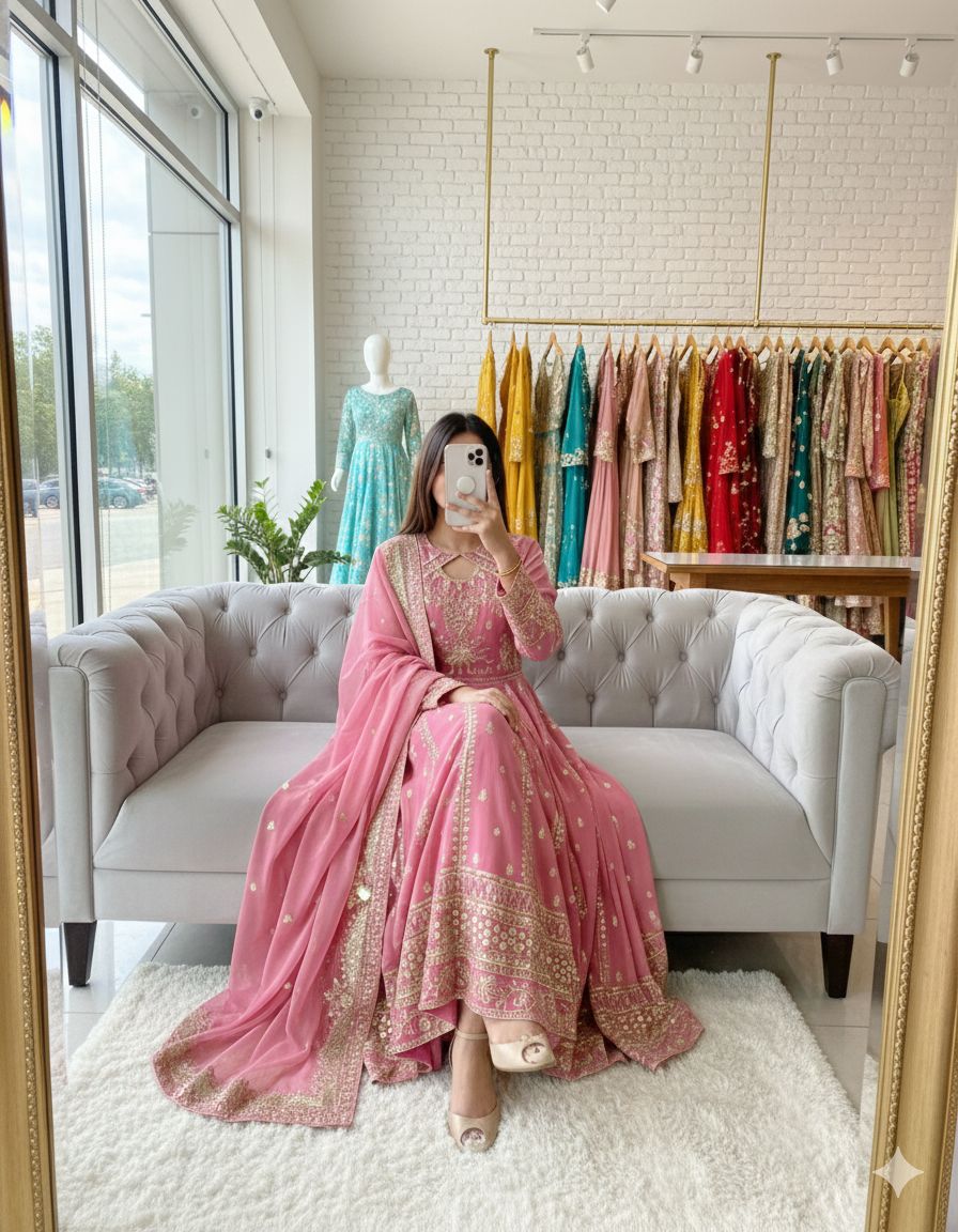 DESIGNER PARTY WEAR GOWN WITH BOTTOM AND DUPATTA SET