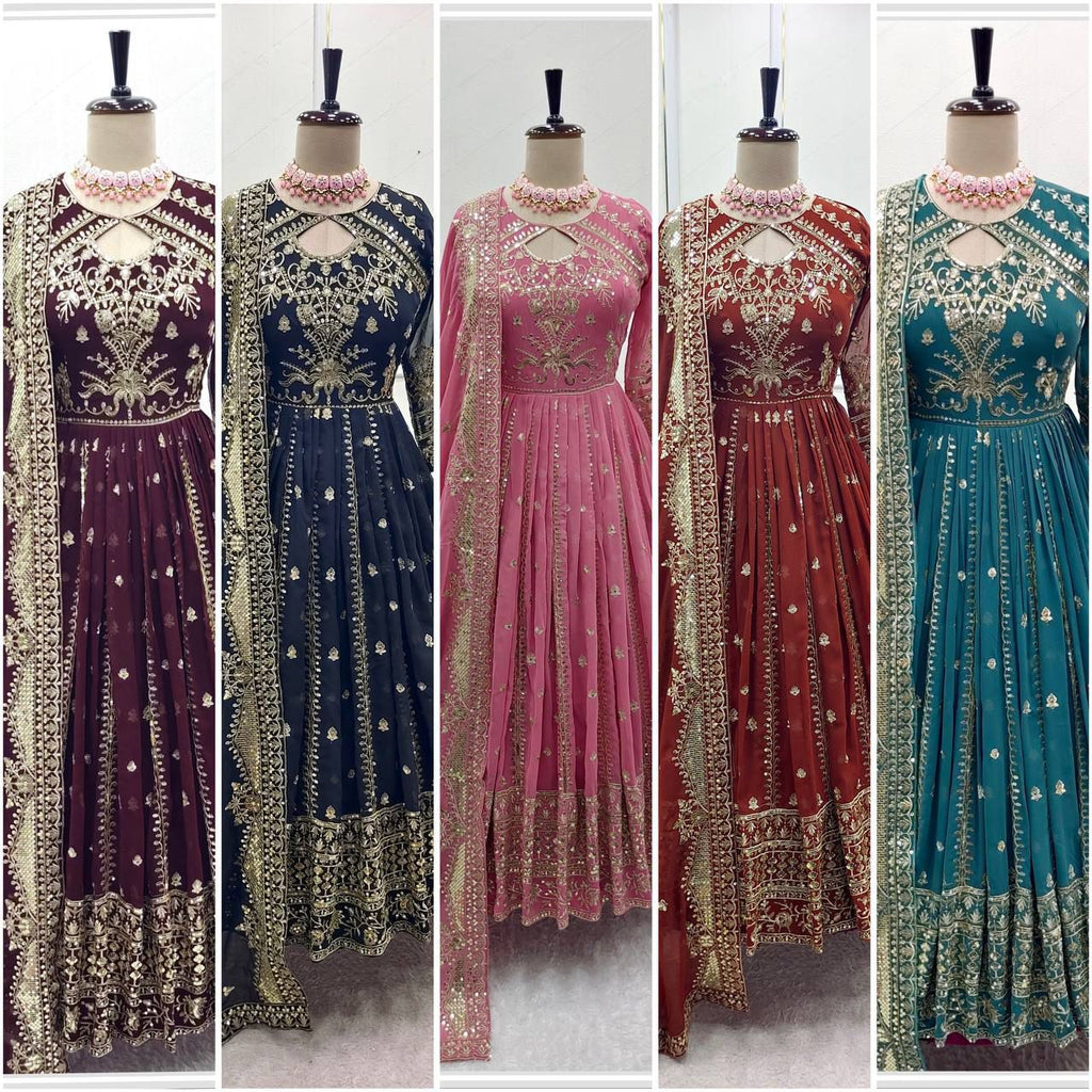 DESIGNER PARTY WEAR GOWN WITH BOTTOM AND DUPATTA SET