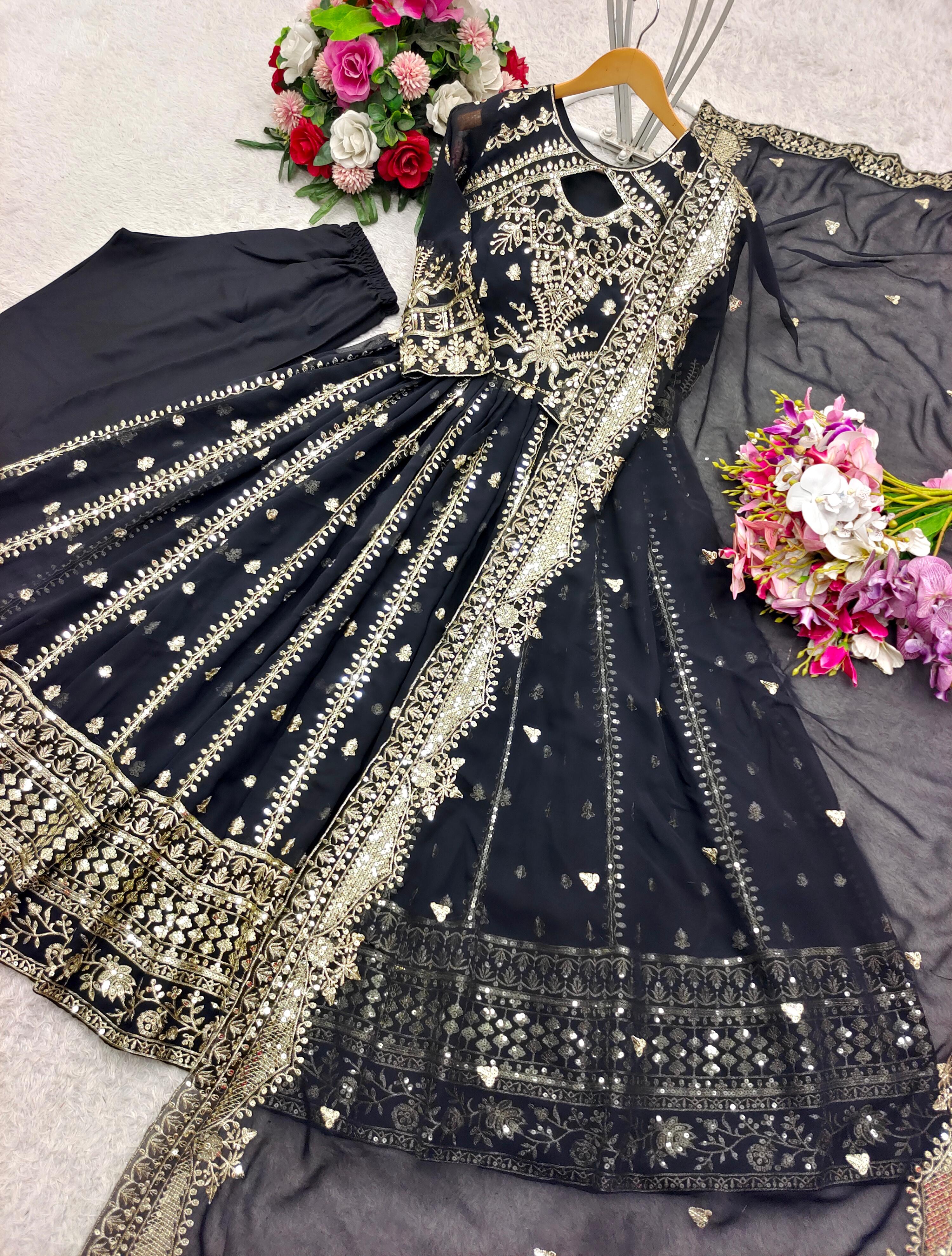 DESIGNER PARTY WEAR GOWN WITH BOTTOM AND DUPATTA SET
